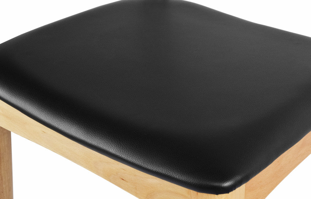 Set of 2 Modern Wooden Elbow Dining Chairs With PU Leather or Beige Fabric Seat, Natural