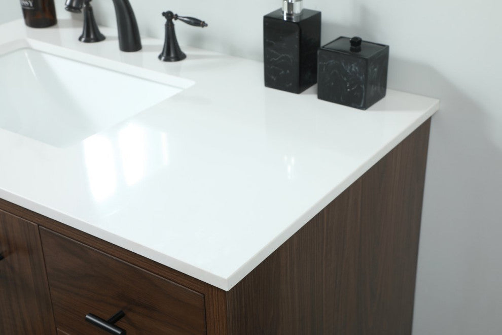 Home Living 22" Midcentury Modern Walnut-Light Bathroom Vanity