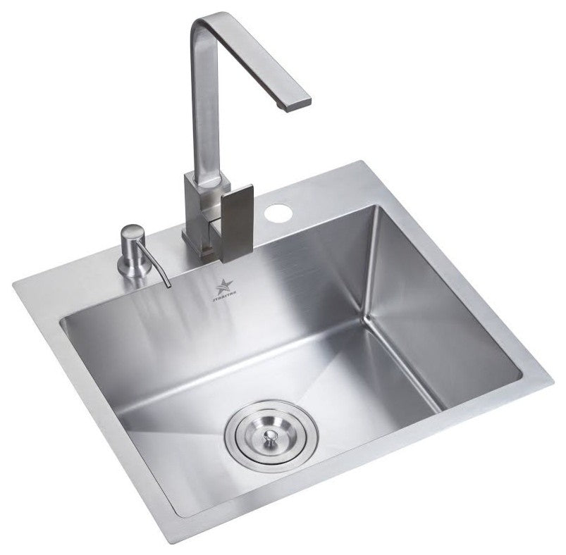 Top Mount Drop-In 304 Stainless Steel Single Bowl Kitchen Sink, 19"x17"x8"