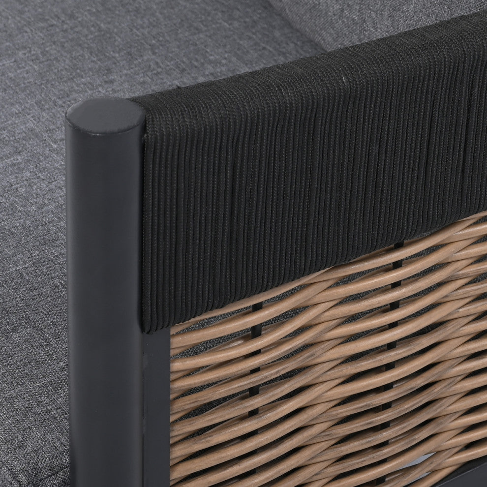 Safavieh Harrison Indoor-Outdoor 3 Seater Sofa, Black/Grey