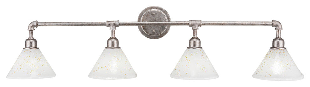 Vintage 4 Light Bath Bar, 7" Gold Ice Glass