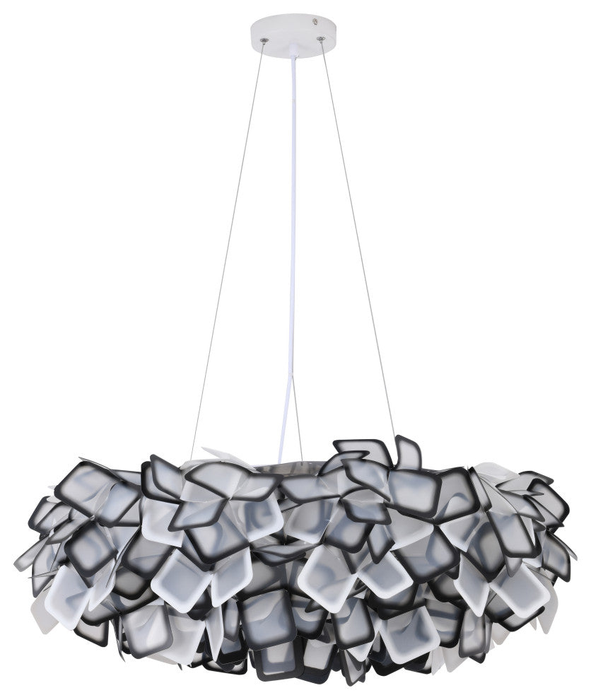 Bethel International DLS99C30B 1 Light LED Chandelier, Black and White