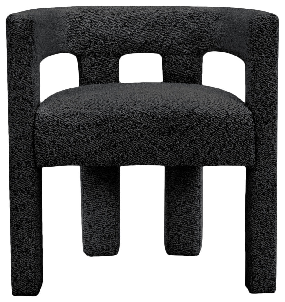 Athena Boucle Fabric Upholstered Accent / Dining Chair, Black