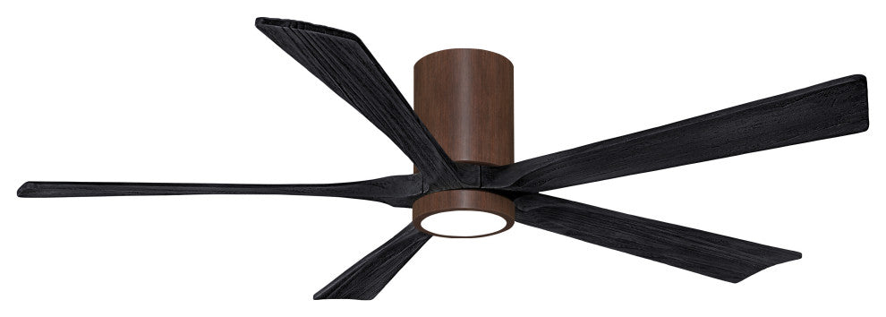 Irene-5HLK 5-Blade Flush Mount Ceiling Fan, Integrated LED, Walnut Tone/Matte Black, 60"