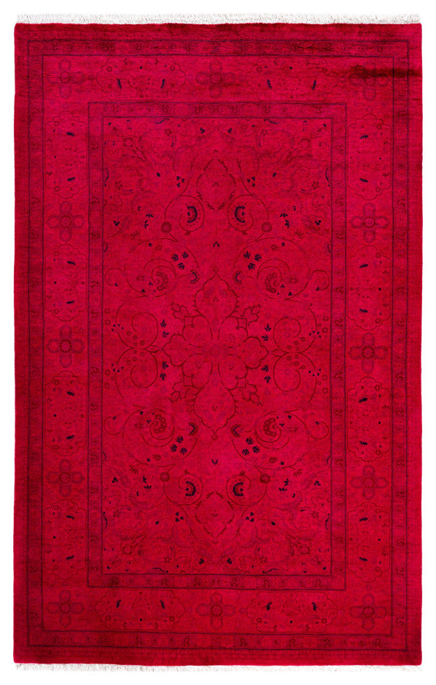 Overdyed One-of-a-Kind Hand-Knotted Area Rug Purple, 4' 8" x 7' 4"
