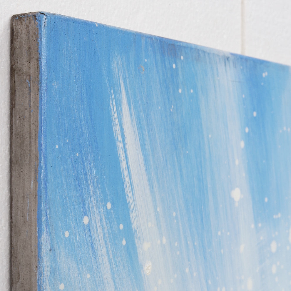 "Skiing" Mixed Media Iron Hand Painted Dimensional Wall Art, 32"x48"