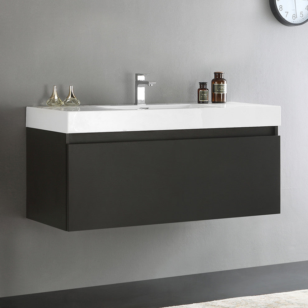 Fresca Mezzo 48" Black Wall Hung Cabinet With Integrated Sink