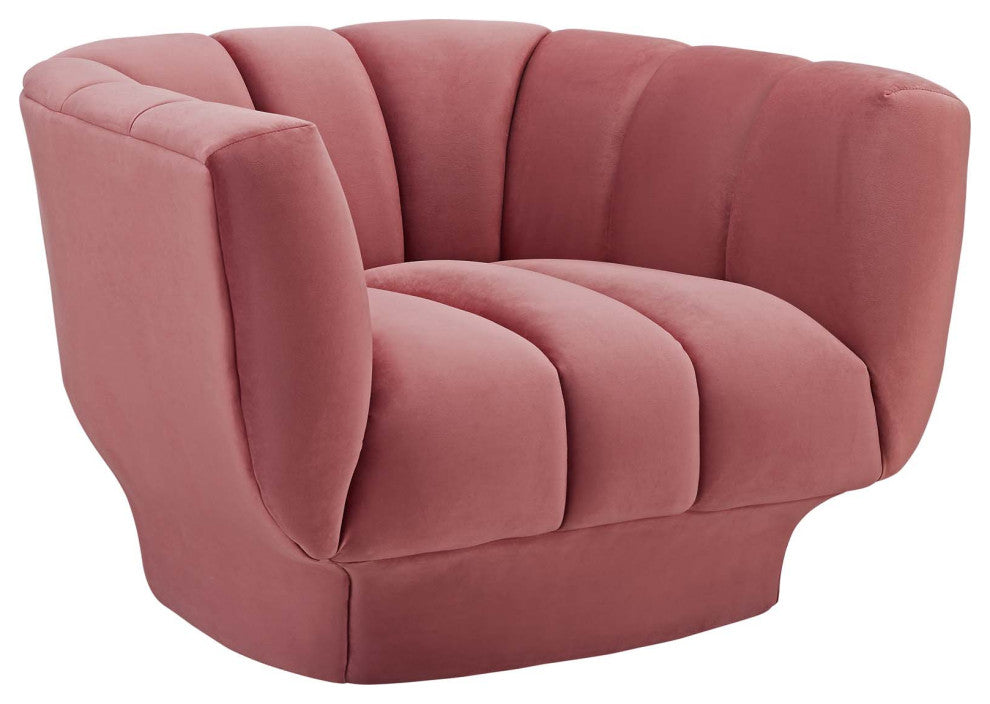 Dusty Rose Entertain Vertical Channel Tufted Performance Velvet Armchair