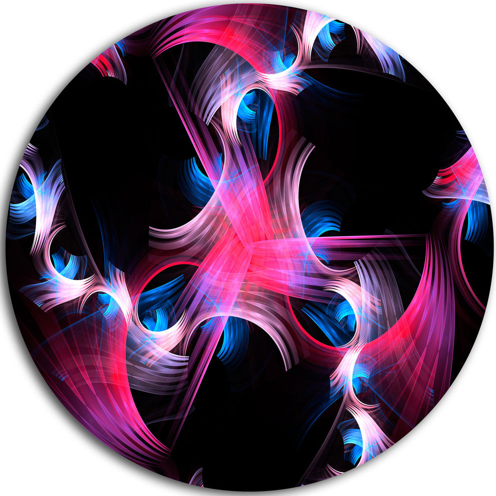 Purple Blue Fractal Flowers, Floral Abstract Art Round Wall Art, 23"