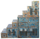 Distressed Teal Blue Triangle Step Tansu Cabinet Display Room Divider Hws4389