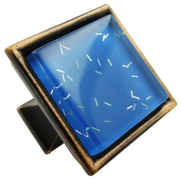 Blue Iridescent Comet Crystal Glass Oil Rubbed Bronze Madison Classic Knob
