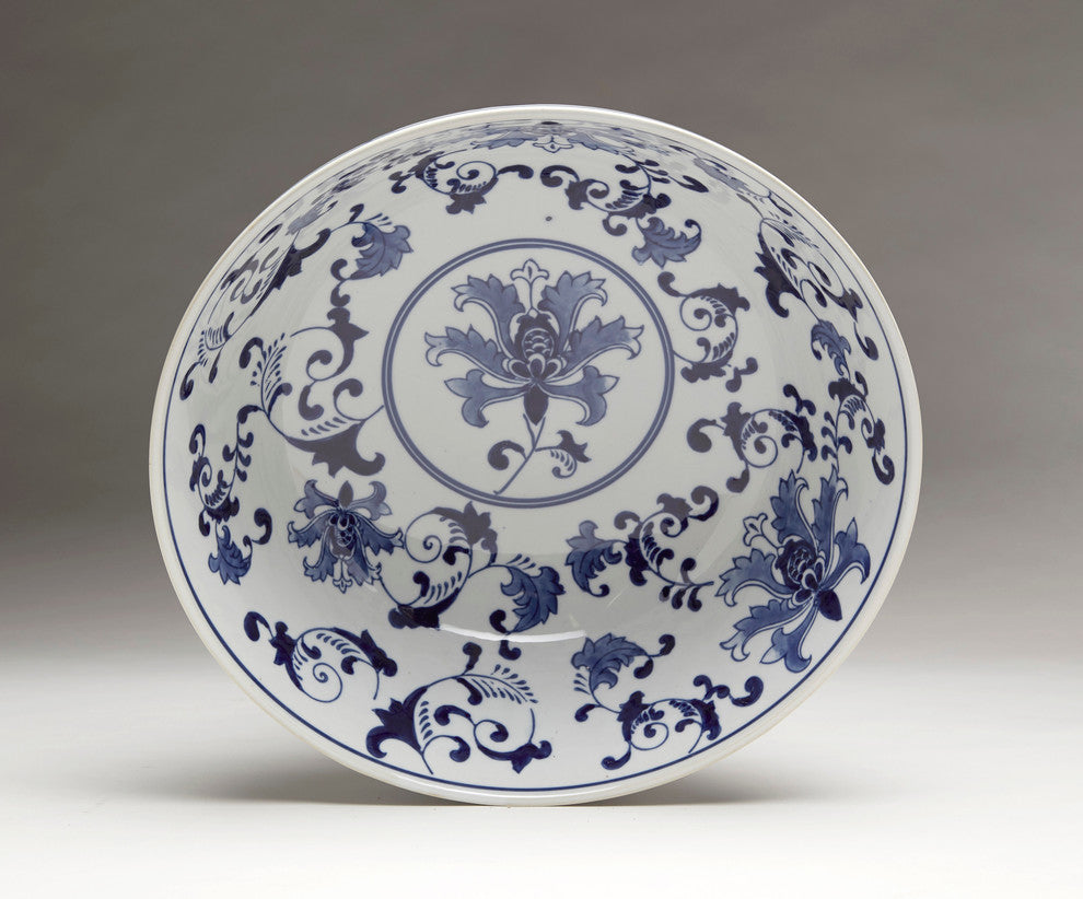 14" Blue and White Bowl