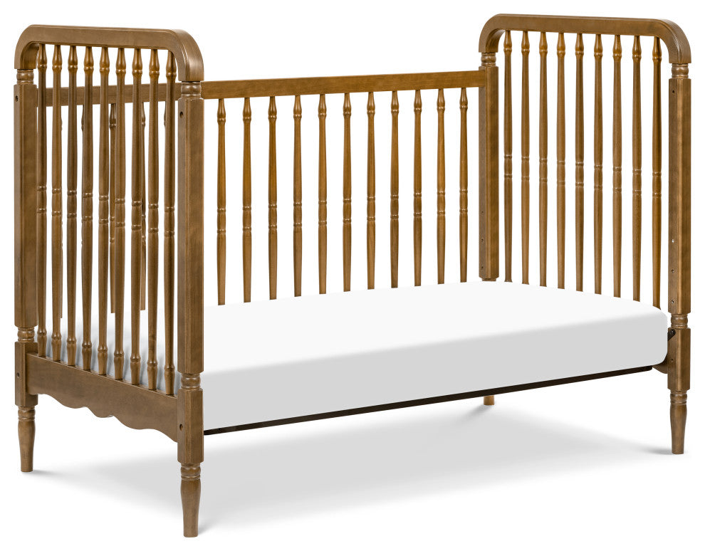Liberty 3-in-1 Convertible Spindle Crib With Toddler Bed Conversion Kit, Natural Walnut