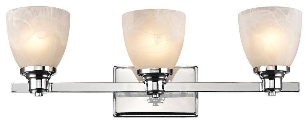 GEWNEVERE Transitional 3 Light Chrome Finish Bath Vanity Wall Fixture White Alab