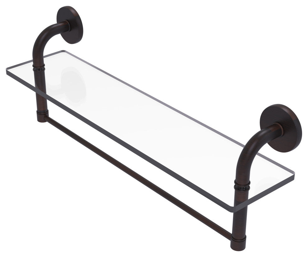 Remi 22" Glass Vanity Shelf with Towel Bar, Venetian Bronze