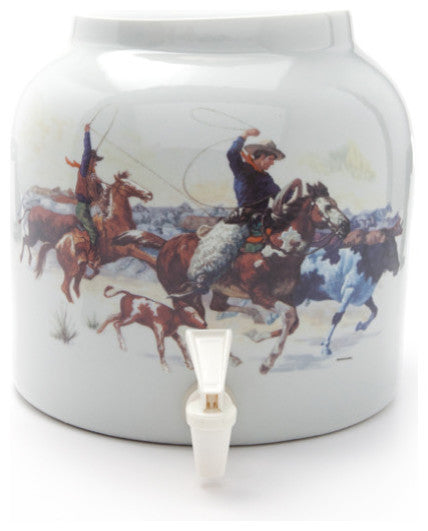 Goldwell Designs Gallant Cowboys Design Water Dispenser Crock