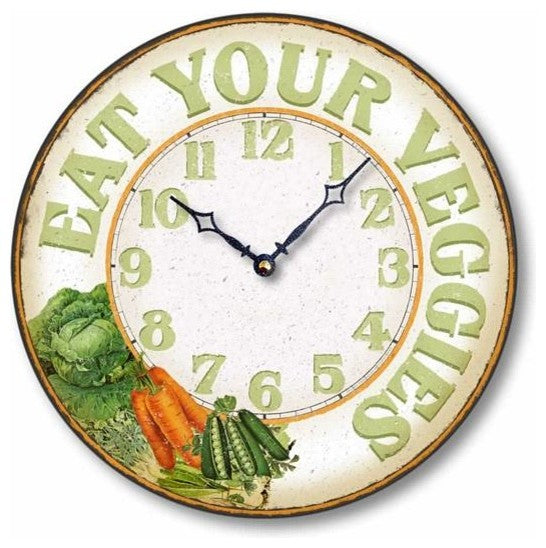 Vintage-Style Casual Kitchen Vegetables Clock
