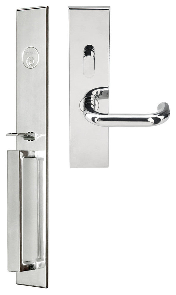 Munich Lever, Mortise Entry Handleset, Left Hand, Polished Stainless Steel