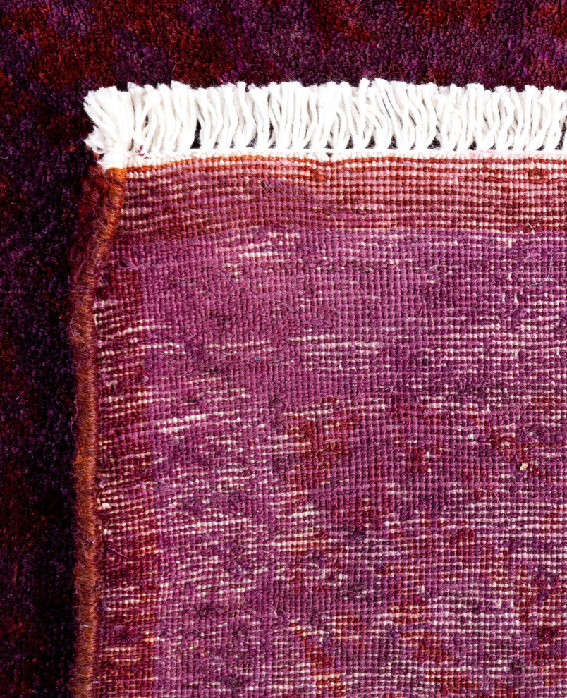 Overdyed One-of-a-Kind Hand-Knotted Area Rug Purple, 3' 9" x 4' 2"