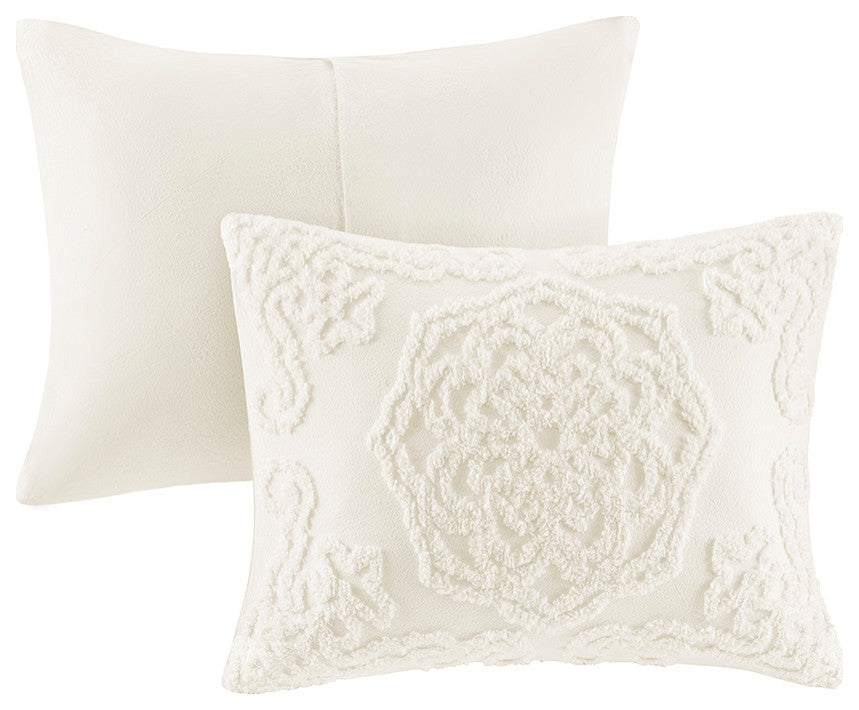 Madison Park Laetitia Tufted Cotton Chenille Medallion Fringe Coverlet Mini Set