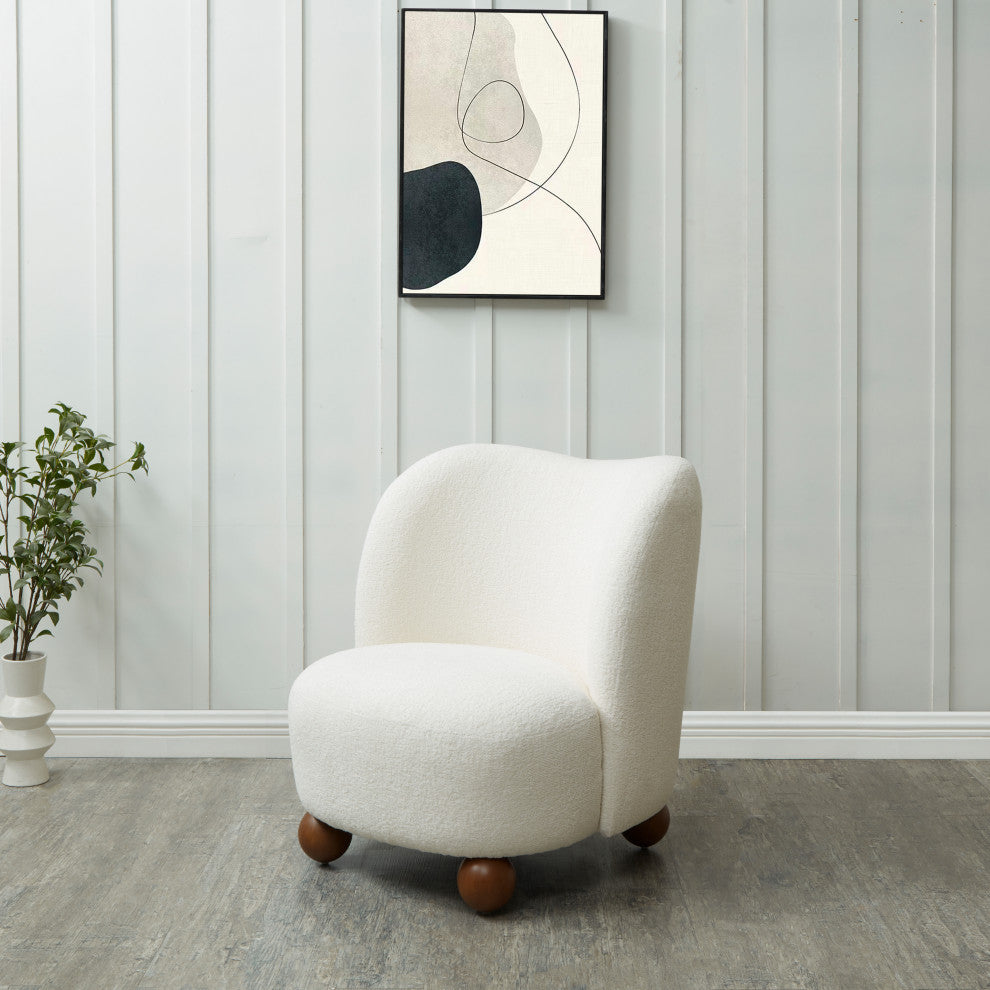 Safavieh Couture Rodolfo Boucle Accent Chair, Ivory/Natural