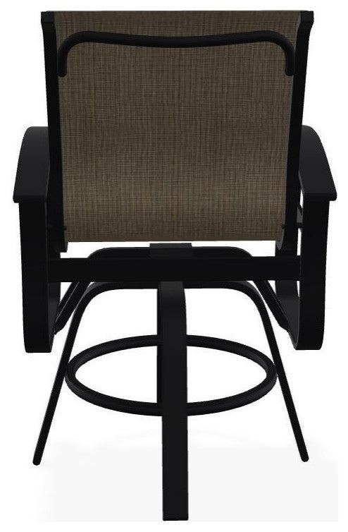 Belle Isle Sling Balcony Height Outdoor Swivel Chair, Kora/Black