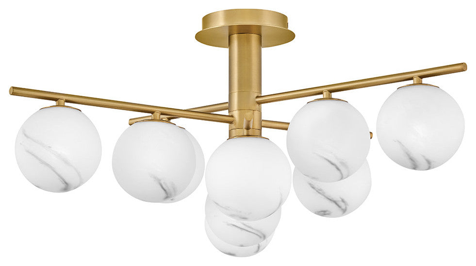 Fredrick Ramond Selene Large Semi-Flush Mount, Lacquered Brass