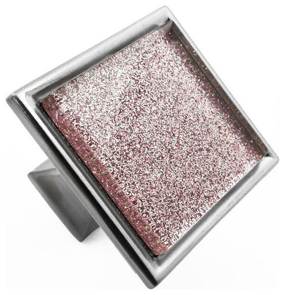 Sparkling Amethyst Puprle Sand Crystal Glass Brushed Nickel Madison Classic Knob
