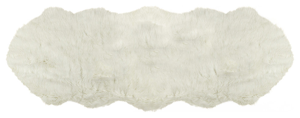 Gordon Faux Sheepskin Rug, Off-White, 2'x6'