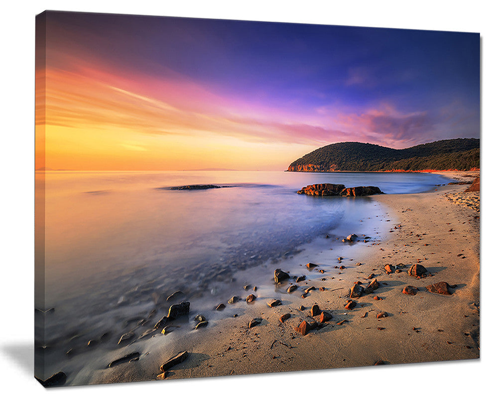 "Sunset in Cala Violina Bay Beach" Seashore Wall Art, 40"x30"