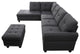 Devion Furniture Polyester Fabric Sectional Sofa with Ottoman-Dark Gray