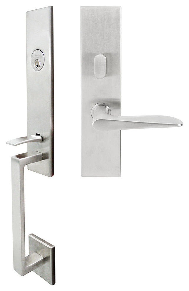 Ecco Lever, Mortise Entry Handleset, Left Hand Reverse, Satin Stainless Steel