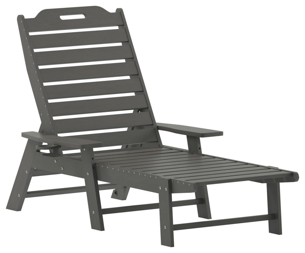 Monterey All-Weather Adjustable Adirondack Lounge Chair w/ Cup Holder, Gray