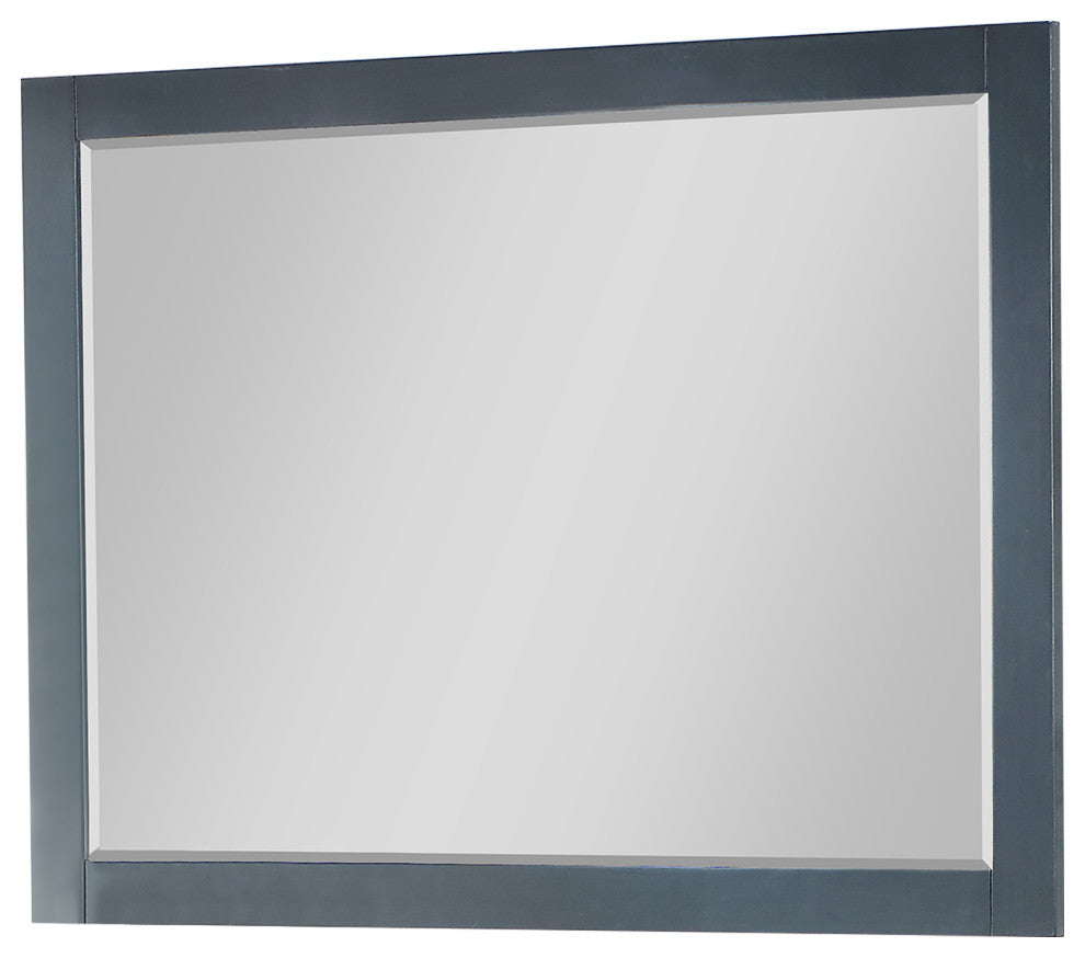 Maribella Rectangular Bathroom Wood Framed Wall Mirror, Classical Blue, 48"