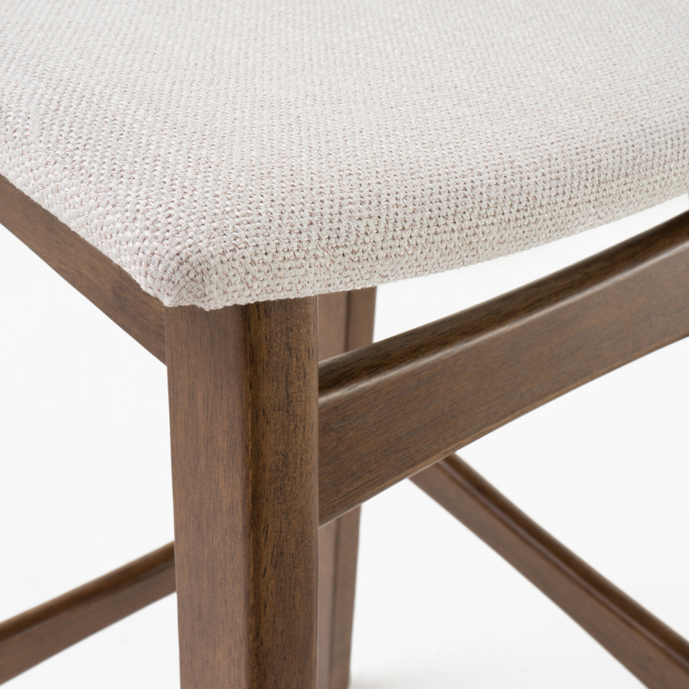 GDF Studio Oster Mid Century Design Bar Stools, Beige/Walnut, Set of 2