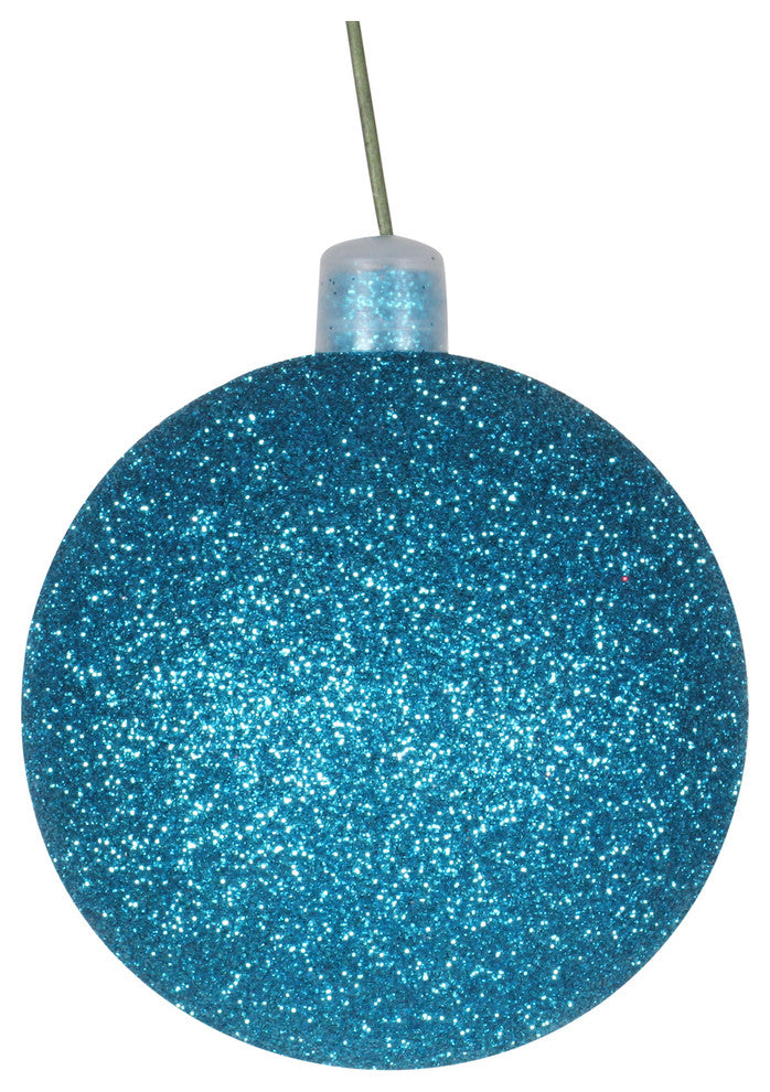 250Mm 10" Aqua Glitter Ball Ornament With Wire