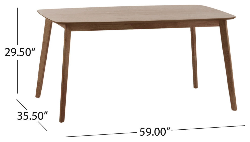 GDF Studio Elsinore Finished Wood Dining Table, Natural Walnut