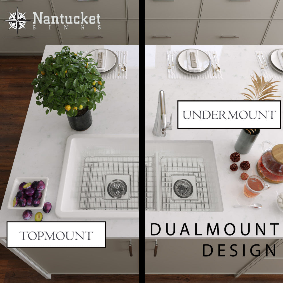 Nantucket Sinks 60/40 Dualmount Fireclay Sink Wellfleet-31OSW