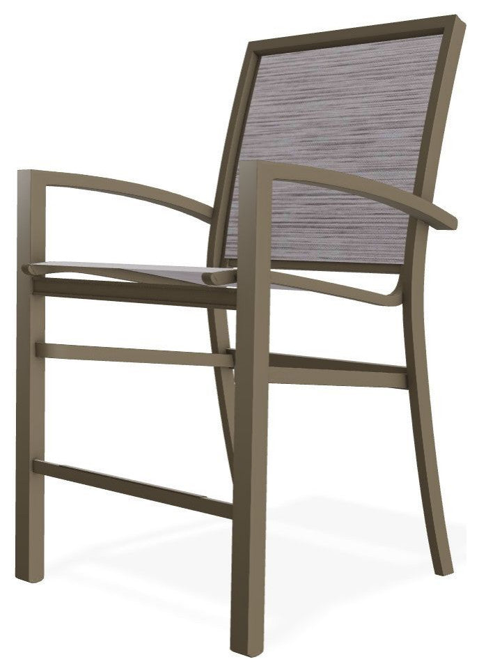 Kendall Sling Balcony Height Stackable Outdoor Stool, Fossil/Beachwood