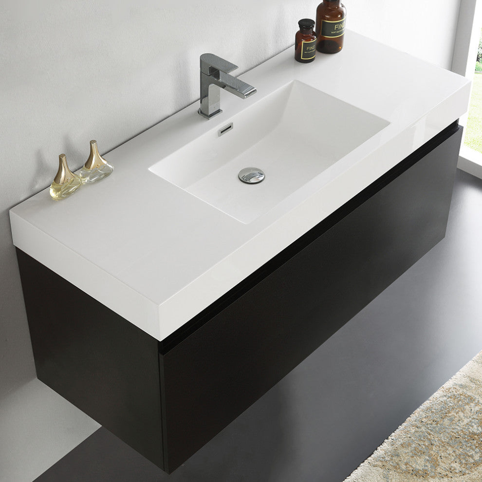 Fresca Mezzo 48" Black Wall Hung Cabinet With Integrated Sink