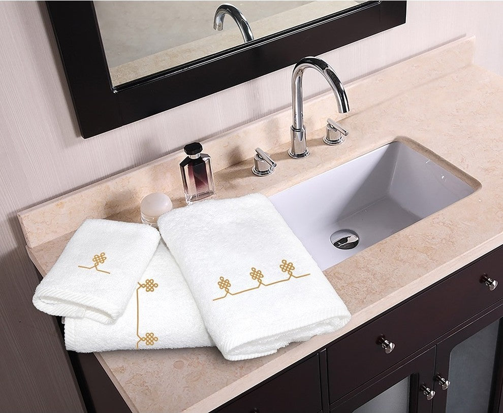 Lattice 3-Piece Towel Set, White & Gold, 13"x13"