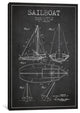 "Sailboat Charcoal Patent Blueprint" by Aged Pixel, 26x18x1.5