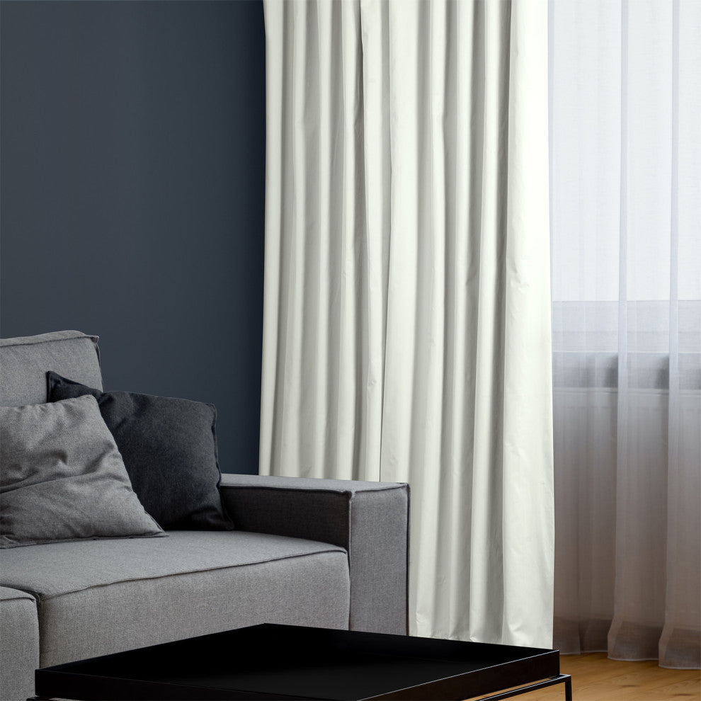 Solid Cotton Blackout Curtain Single Panel, Warm Off-White, 50"x120"