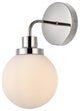 Helen 1-Light Bath Sconce, Polished Nickel With Frosted Shade