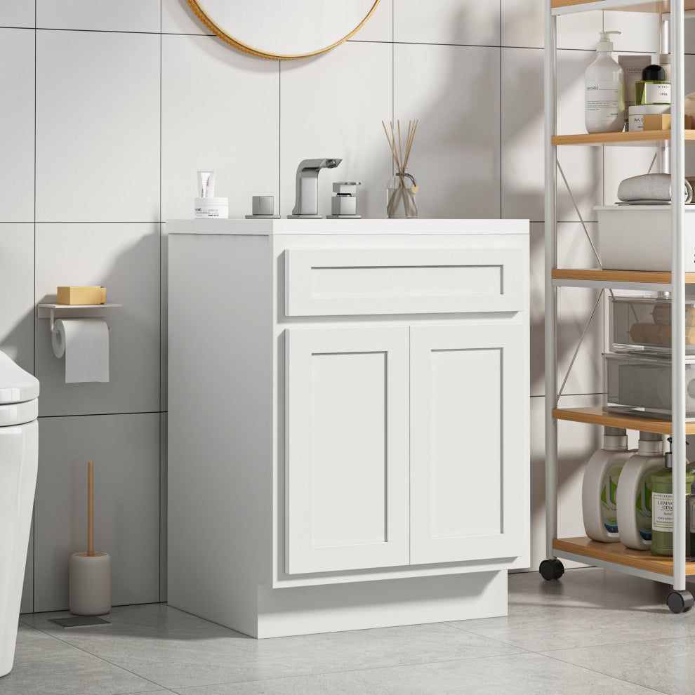 Vanity Art Vanity Base Cabinet, No Top, 24", White