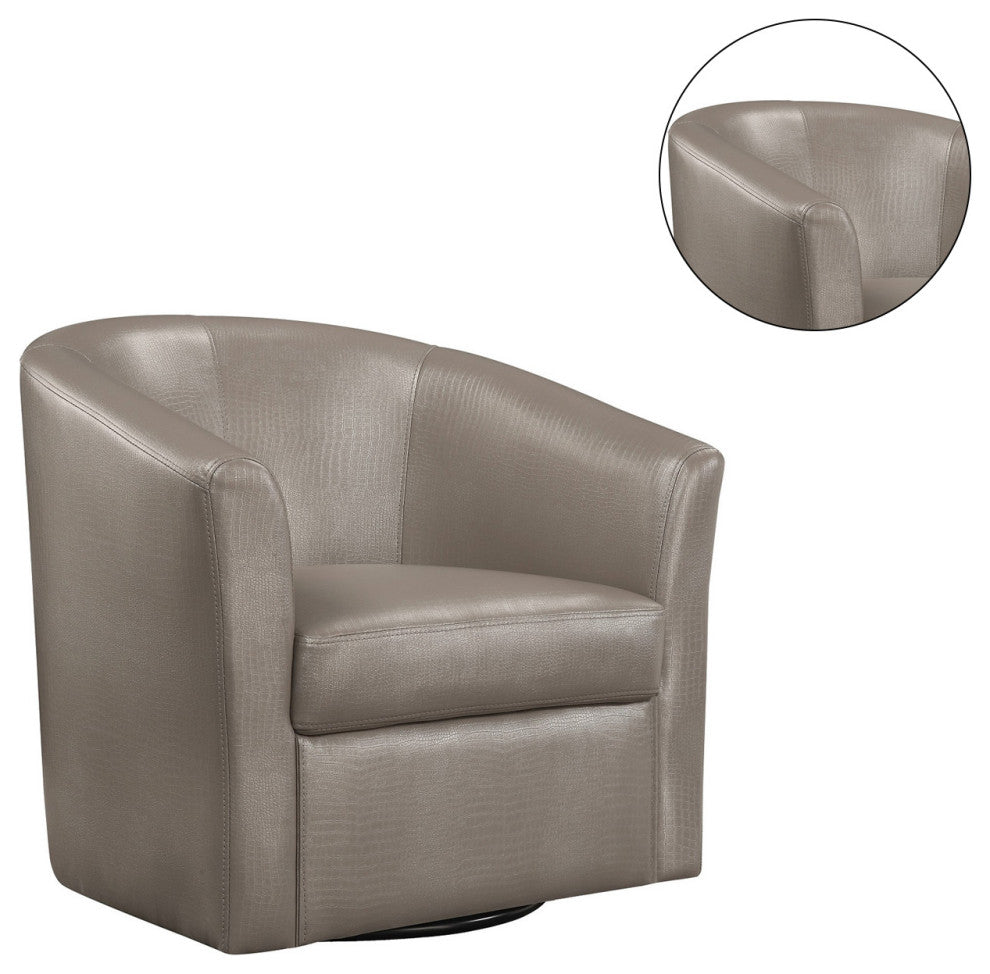 Faux Leather Upholstered Swivel Accent Chair, Champagne
