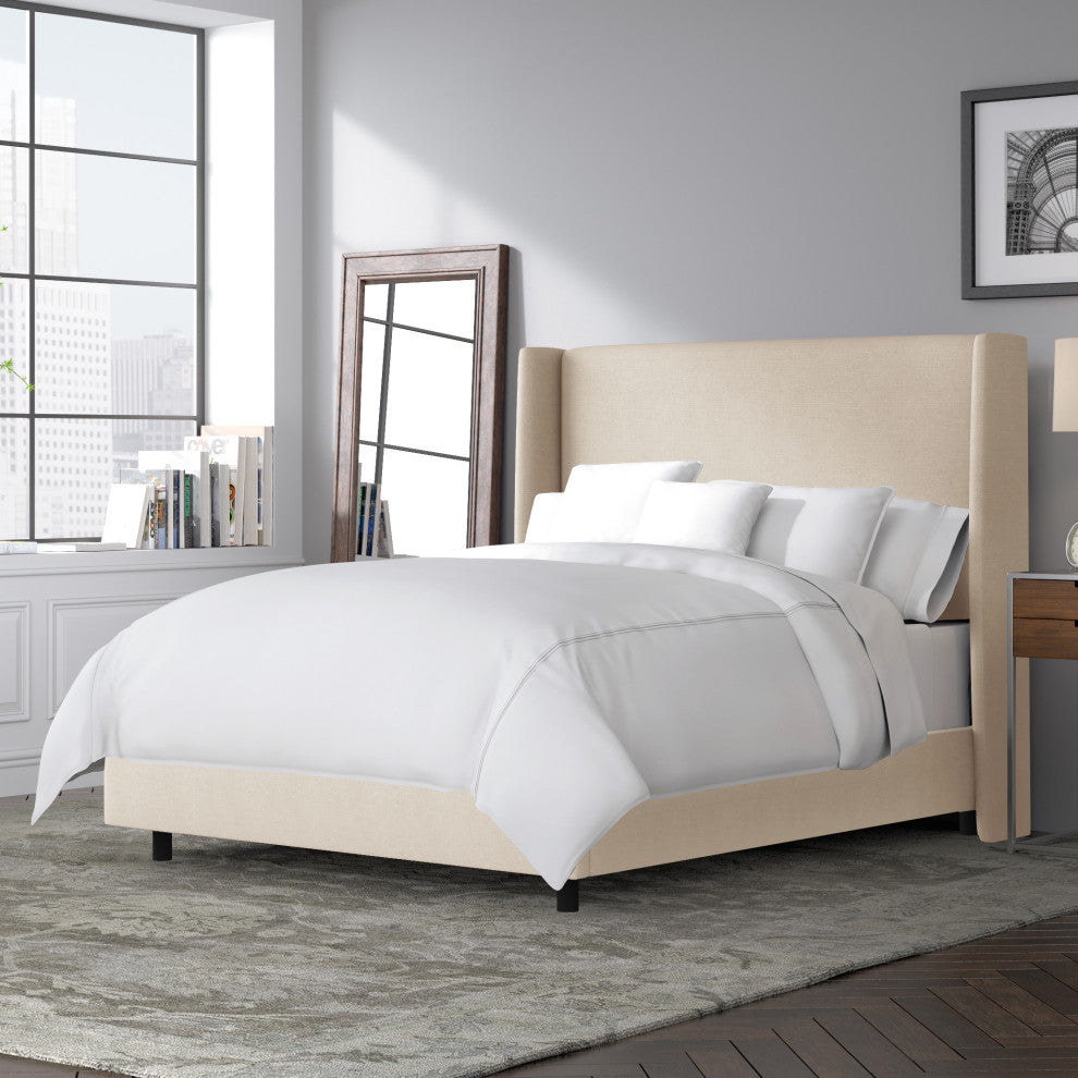 Maxwell Wingback Bed, Linen Linen, King