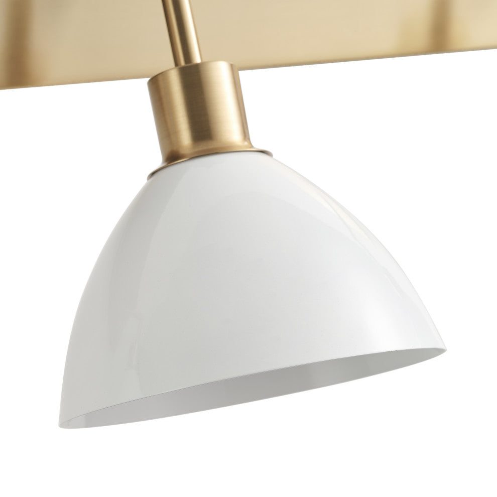 Modern 3-Light Bathroom Vanity Light Over Mirror with White Shades, Gold