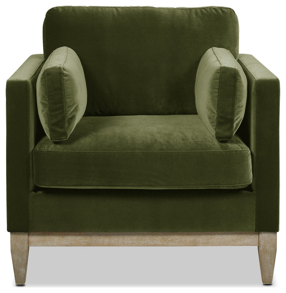 Knox 36" Modern Farmhouse Arm Chair, Olive Green Performance Velvet