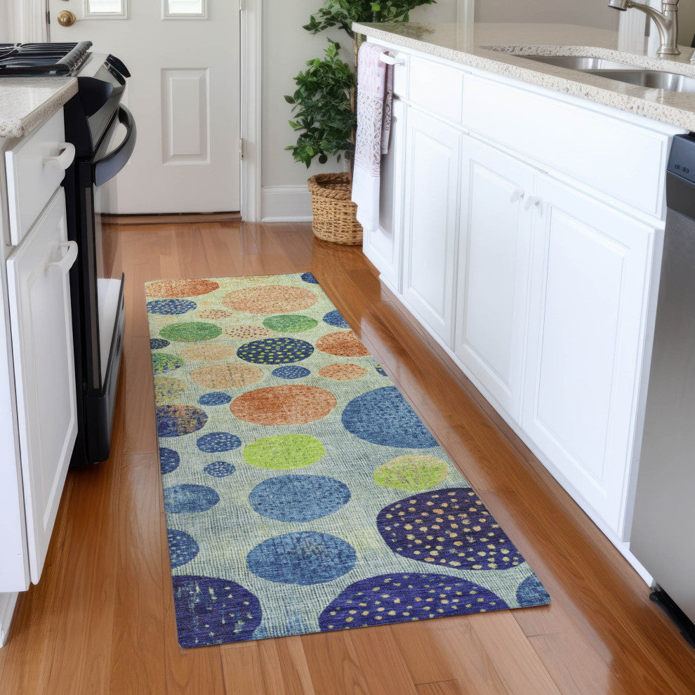 Machine Washable Indoor/Outdoor Chantille ACN1899 Navy 2'3" x 7'6" Runner Rug